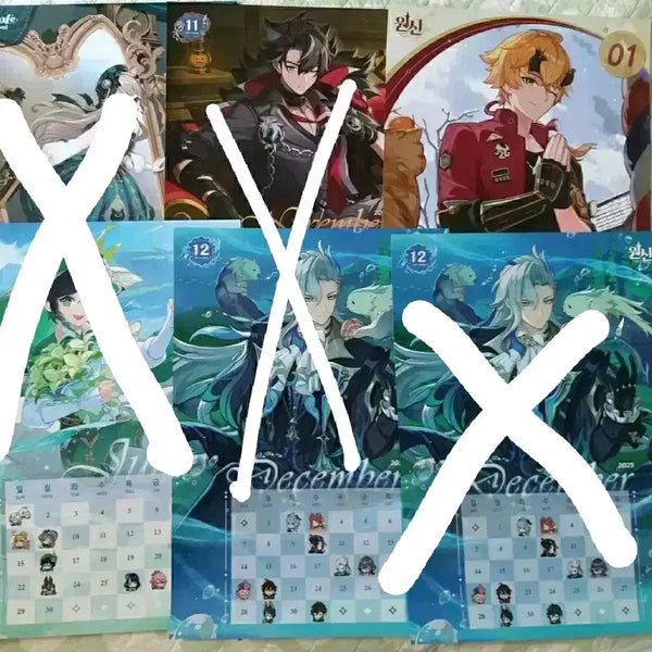 [BUNJANG] Genshin Cafe Special Edition Calendar Poster - Lynette, Lyney, Tomay, Neuvillette, Venti / 원신 카페 특전 달력 포스터 리넷 라이오슬리 토마 느비예트 벤티
