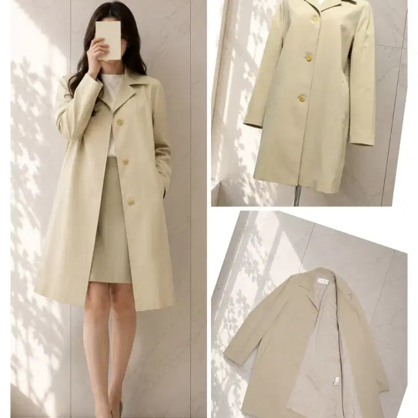 [BUNJANG] TIME (Hansem) Beige Single Button Classic Coat - Women's Size 55 / (정품) TIME / 타임 베이지 싱글 코트 / 55