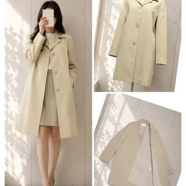 [BUNJANG] TIME (Hansem) Beige Single Button Classic Coat - Women's Size 55 / (정품) TIME / 타임 베이지 싱글 코트 / 55