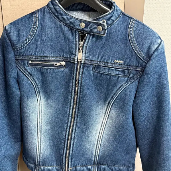 [BUNJANG] Pale Jade Lined Rider Jacket / 페일제이드 안감 라이더 청자켓 자켓
