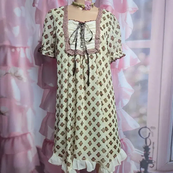 [BUNJANG] Axis Farm Mori Girl Lace-up Asymmetrical Dress / 엑시즈팜 모리걸 레이스업 언발 원피스