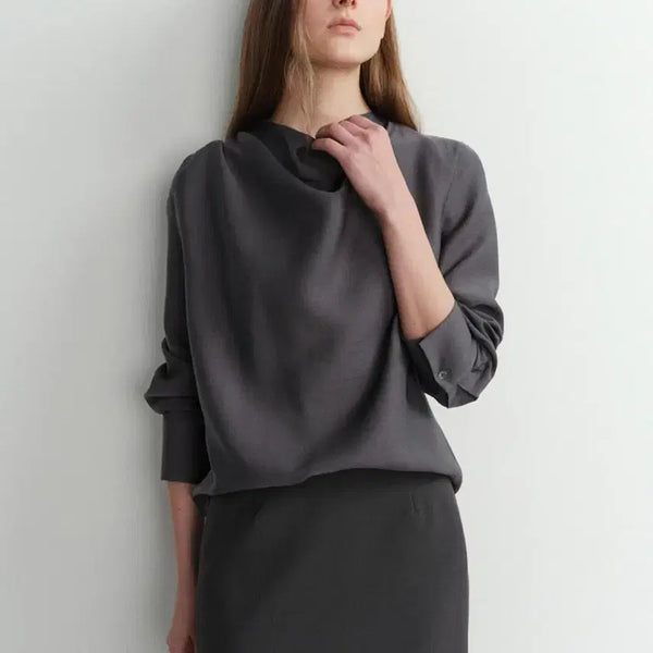 [BUNJANG] eaah MEG Cowl Neck Blouse Charcoal (Size S) / 이아 eaah MEG COWL NECK BLOUSE 차콜 s사이즈