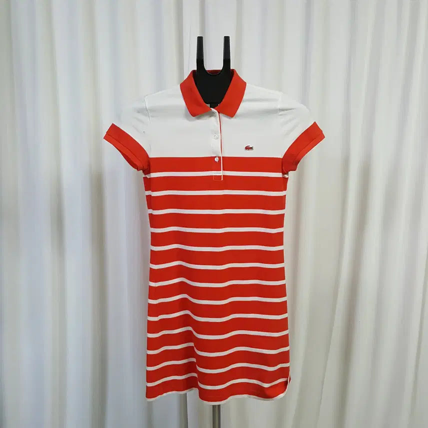[BUNJANG] Lacoste Women's Striped Pique Short Sleeve Mini Dress / 라코스테 여성 단가라 피케 반팔 미니 원피스 36 오일장 0331
