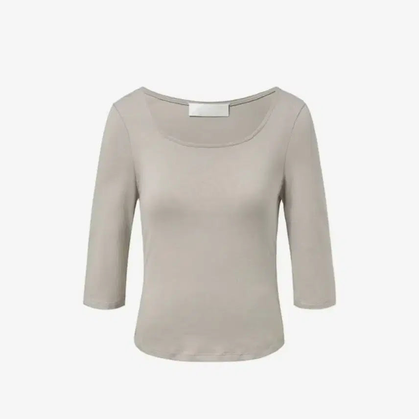 [BUNJANG] Amomento Scoop Neck Short Sleeve T-Shirt Grey Size 01 / 아모멘토 스쿱넥 숏 슬리브 그레이 01사이즈