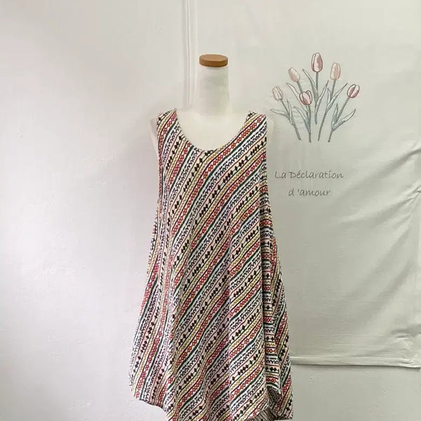[BUNJANG] Bohemian Style Vintage Sleeveless Dress / 택포-보헤미안 스타일의 빈티지 슬리브리스 원피스