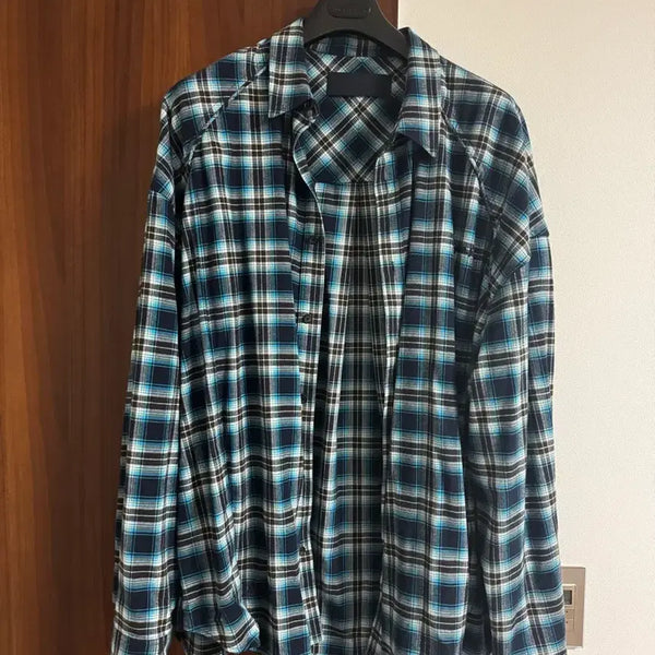 [BUNJANG] Juun.J Blue Check Shirt Size 52 / 준지 블루 체크 52