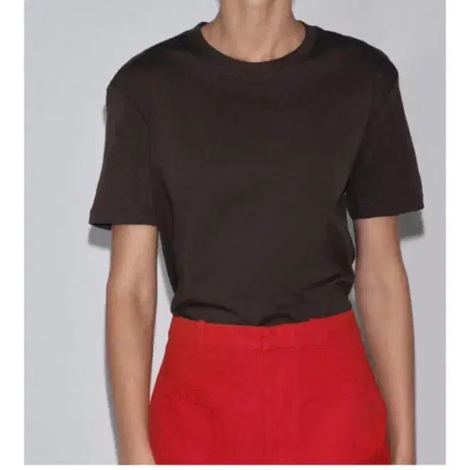 [BUNJANG] Zara Women's Brown Cotton Short Sleeve T-Shirt (M) / 여성 자라 반팔티 브라운 m