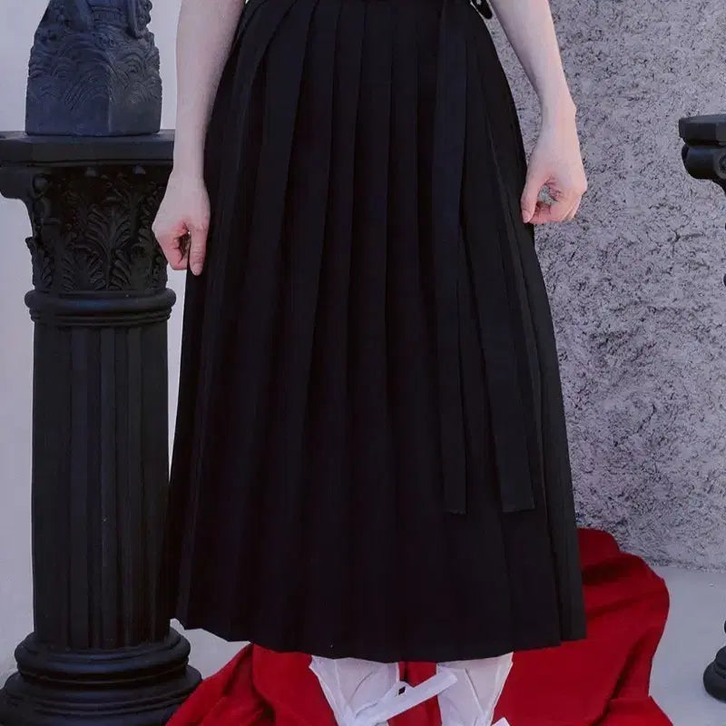 [BUNJANG] TM3 Black Pleated Long Skirt / [TM3] 블랙 플리츠 롱 스커트