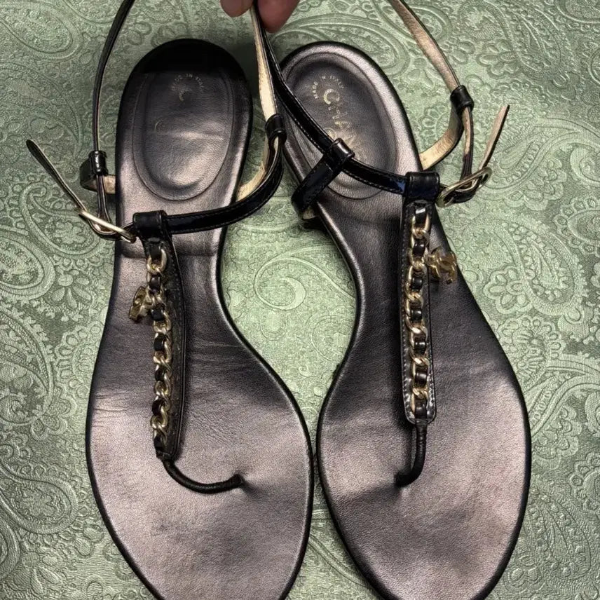 [BUNJANG] Chanel Black Chain Slides Sandals Size 230 / 샤넬 블랙 체인 쪼리 샌들