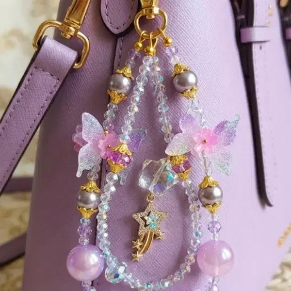 [BUNJANG] Handmade Purple Bead & Charm Strap for Phone/Bag / 핸드폰, 가방 스트랩