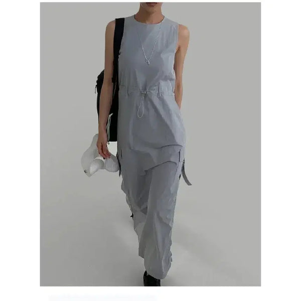 [BUNJANG] LaRoom String Cargo Dress - Charcoal / 라룸 스트링 카고 원피스 - 차콜