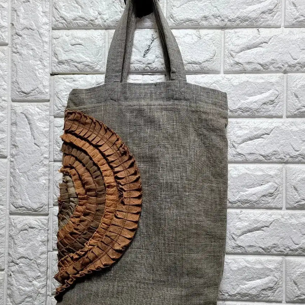 [BUNJANG] Linen Tote Bag with Frill Detail / 프릴 장식 린넨 토트백