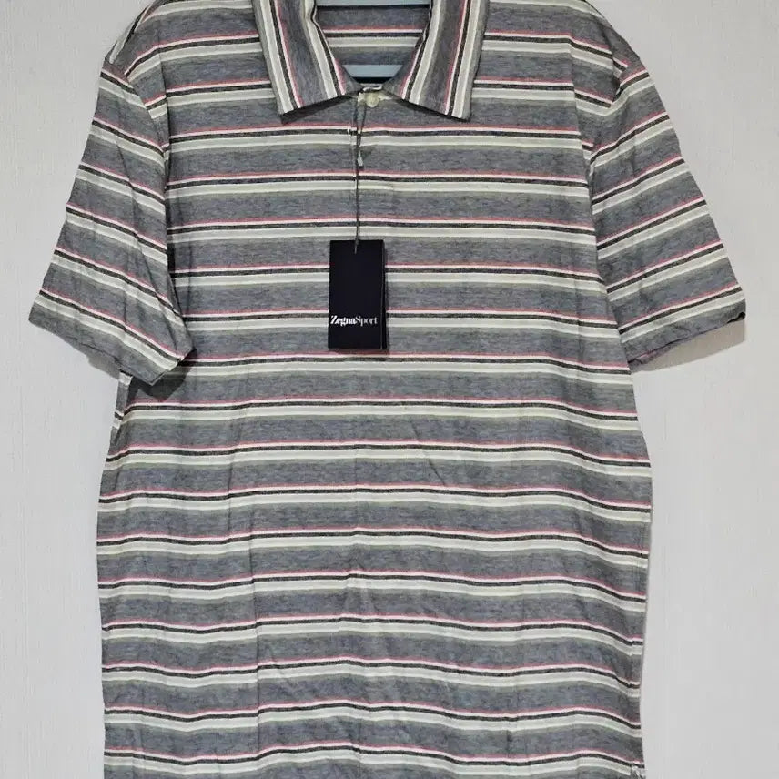 [BUNJANG] Ermenegildo Zegna Sport Men's Polo T-Shirt (L, White/Striped) / 이태리 명품 Zegna 제냐 스포츠 남성 반팔 티셔츠 새제품 새상품 카라