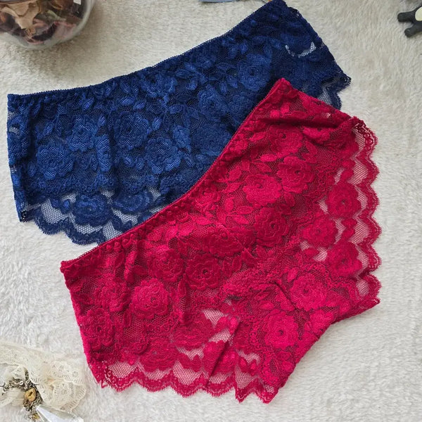 [BUNJANG] Women's Lace Panties 2-Pack (Burgundy Red, Navy) / 여성 레이스 팬티 2종 (버건디레드, 네이비) free(90-95)