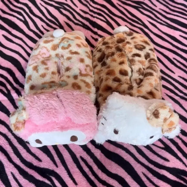 [BUNJANG] Sanrio My Melody & Hello Kitty Leopard Print Tissue Cover / 호피 키티 마이멜로디 티슈 커버 갸루 방꾸 방꾸템 인형 쿠션 오네히메