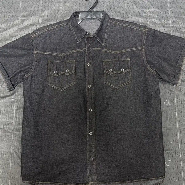 [BUNJANG] Denim Short Sleeve Shirt Jacket / (새상품)진청데님 반팔 셔츠 자켓