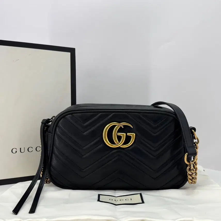 [BUNJANG] Gucci GG Marmont Small Crossbody & Shoulder Bag Black (447632) / 구찌 GG 마몽 스몰 크로스백 & 숄더백 블랙 (447632)