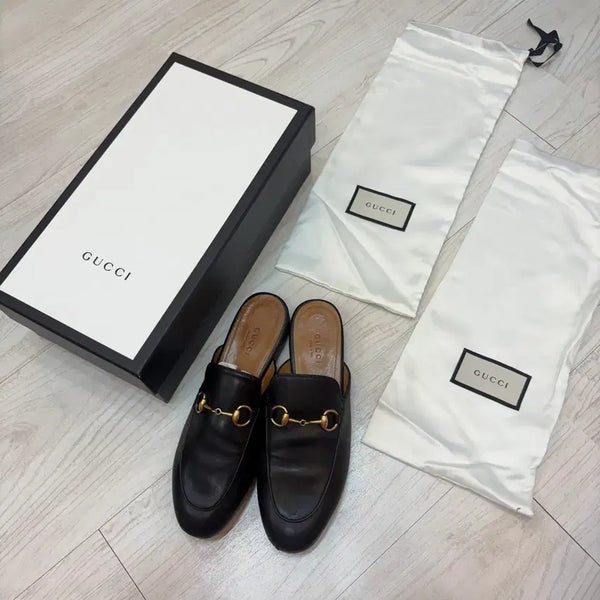[BUNJANG] Gucci Princetown Black Leather Mules / GUCCI 구찌 프린스타운