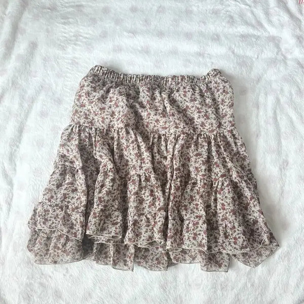 [BUNJANG] Chiffon Floral Short Skirt / 잔꽃패턴 쉬폰 숏스커트