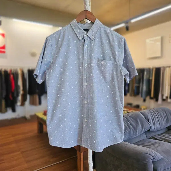 [BUNJANG] Stussy Star Pattern Half Shirt / 스투시 별 패턴 하프 셔츠