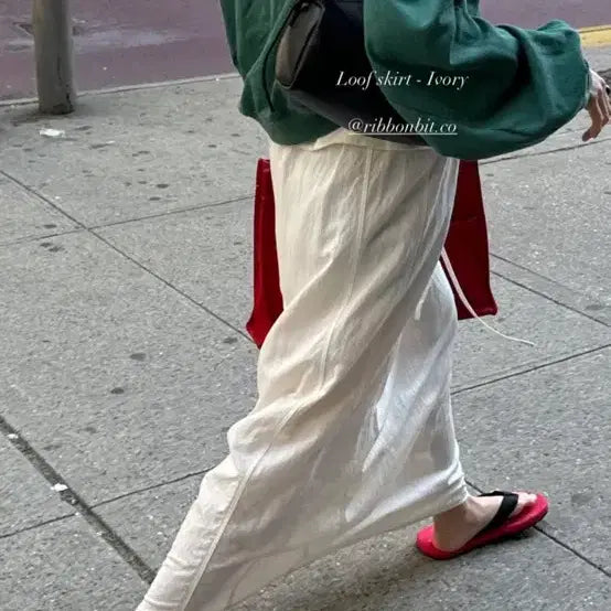[BUNJANG] Loof Ribbon Long Skirt / 리본빛 loof 스커트