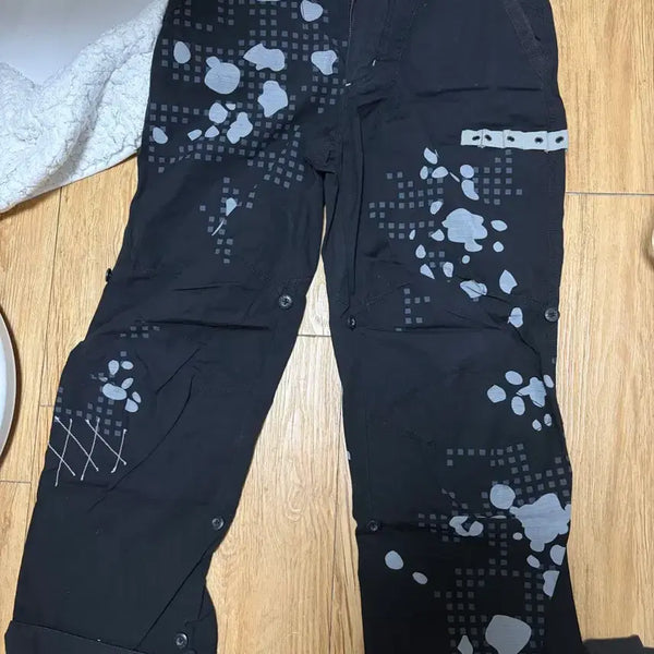 [BUNJANG] Black Pattern Cargo Pants / 블랙 패턴 카고 바지 팬츠