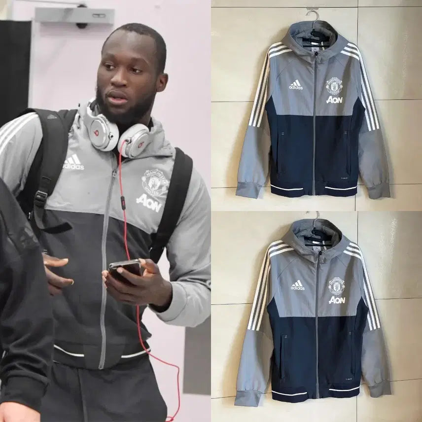 [BUNJANG] Adidas Manchester United 17-18 Hooded Windbreaker Jacket Size 95 / 아디다스 17-18 맨체스터유나이티드 후드 바람막이 [95]