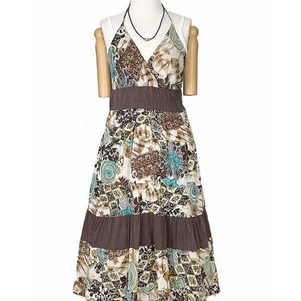 [BUNJANG] Japanese Vintage Paisley Ethnic Ruffled Long Dress / 일본빈티지 페이즐리에스닉캉캉셔링롱원피스민트브라운모리걸하구미룩갸루y2k히피