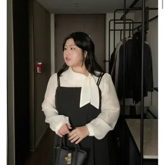[BUNJANG] Muse Piel Sherbet Scarf Ribbon Blouse (White) / [새상품] 뮤즈피엘 빅사이즈 하객룩 샤벳 스카프 리본 블라우스