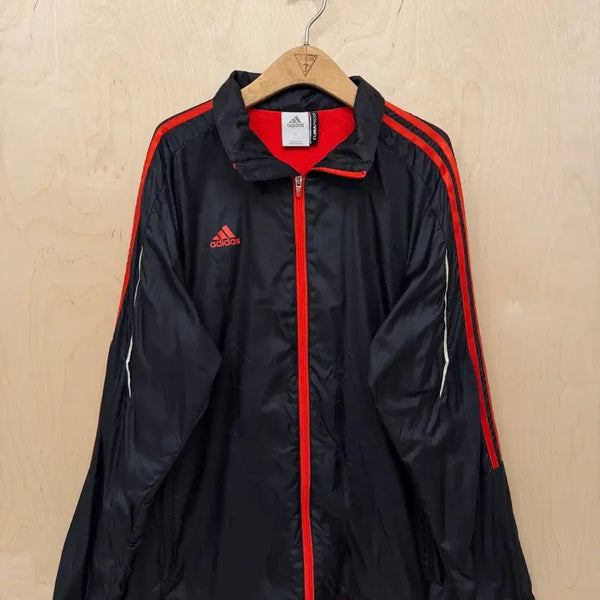 [BUNJANG] Vintage Adidas Black Red 3-Stripes Windbreaker Jacket XL / [빈티지] 아디다스 블랙 레드 삼선 바람막이 자켓 110