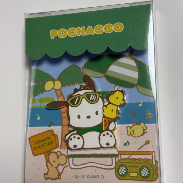 [BUNJANG] Sanrio Pochacco Summer Pin Badge & Bandai Gachapon Keychain Bundle / 산리오 텐바이텐 썸머 핀뱃지 포챠코+반다이 가챠 포챠코 키링