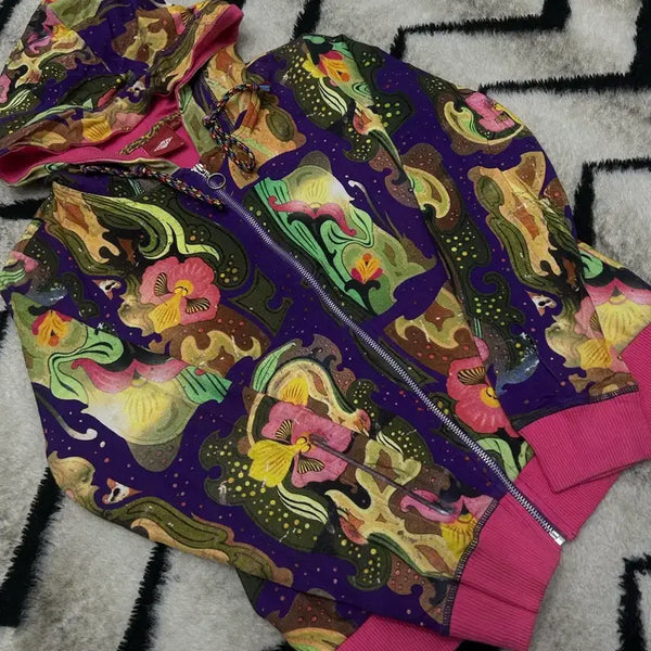 [BUNJANG] Oilily Pattern Cotton Hooded Zip-up Jacket / [M]오일릴리 패턴 코튼 후드집업