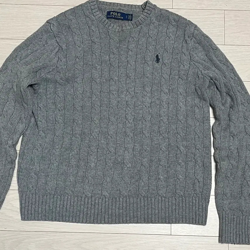 [BUNJANG] Polo Ralph Lauren Cable Knit Sweater / 폴로 랄프로렌 니트 그레이