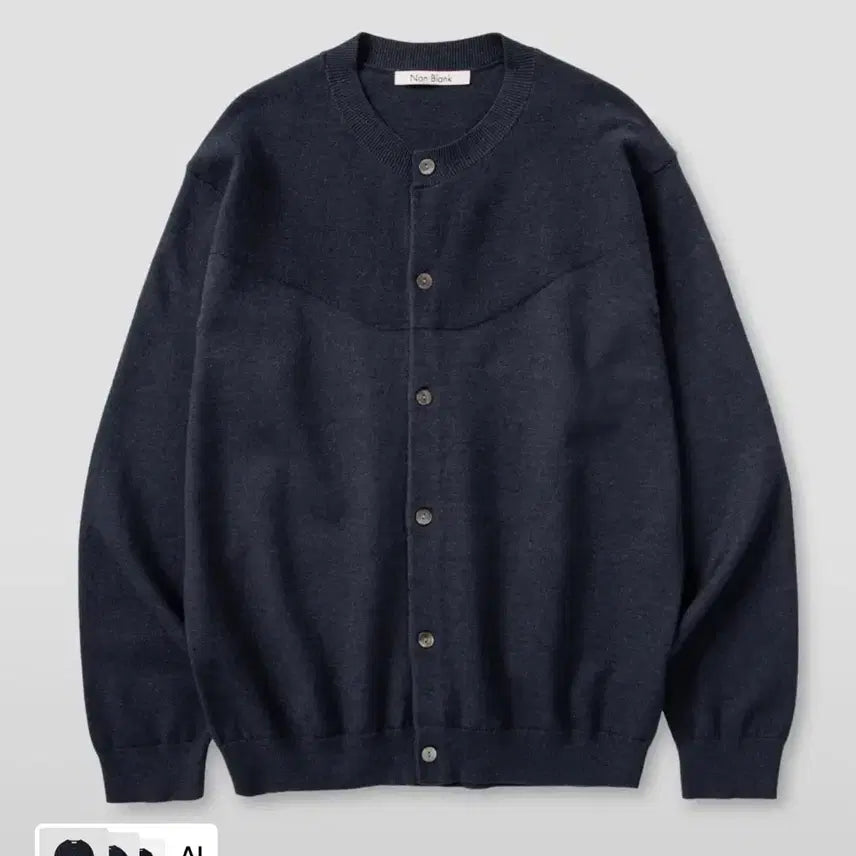 [BUNJANG] None Blank Round Cardigan Indigo Blue / 넌블랭크 라운드 가디건 니트 인디고 블루