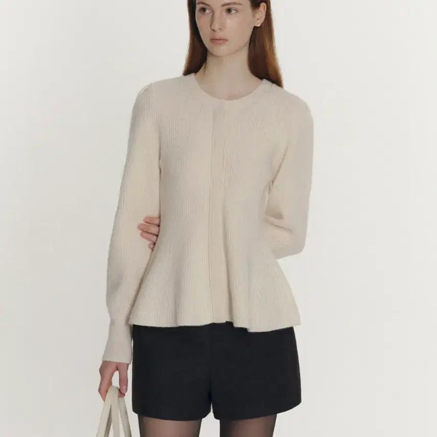 [BUNJANG] Ssie ROSI Ribbed Flare Cardigan Ivory Size S / 시에 로시 리브드 플레어 가디건 S