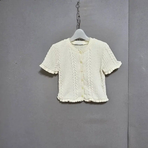 [BUNJANG] Zara Ivory Wool Blend Cropped Cardigan Sweater (Size S) / 자라 귀여운스타일 가디건 니트 S   n5918