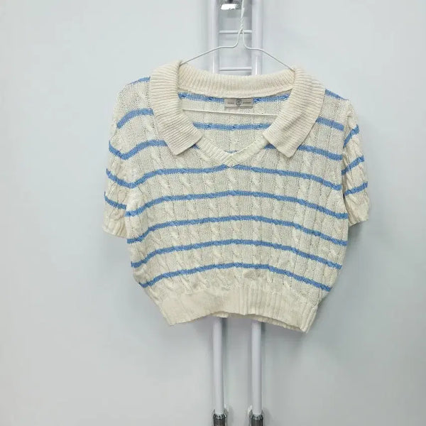 [BUNJANG] Lirily & Co. 25SS Cropped Short-Sleeve Collar Knit (Size 44-55) / 리리앤코 25SS 크롭 반팔 카라 니트 44-55