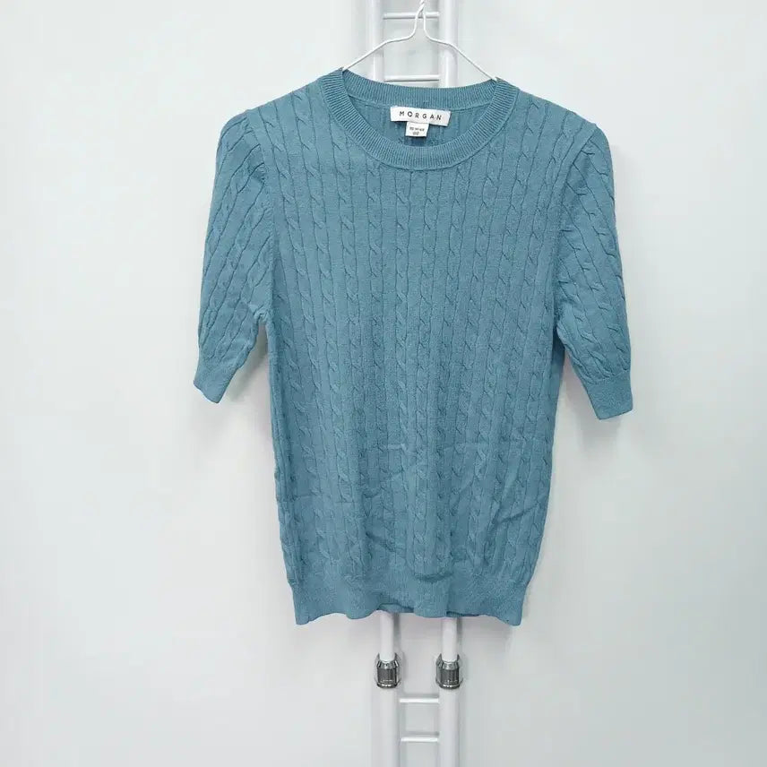 [BUNJANG] MORGAN 23SS Cable Knit Short Sleeve Knit (Size 44) / 모르간 23SS 꽈배기 반팔 니트 44