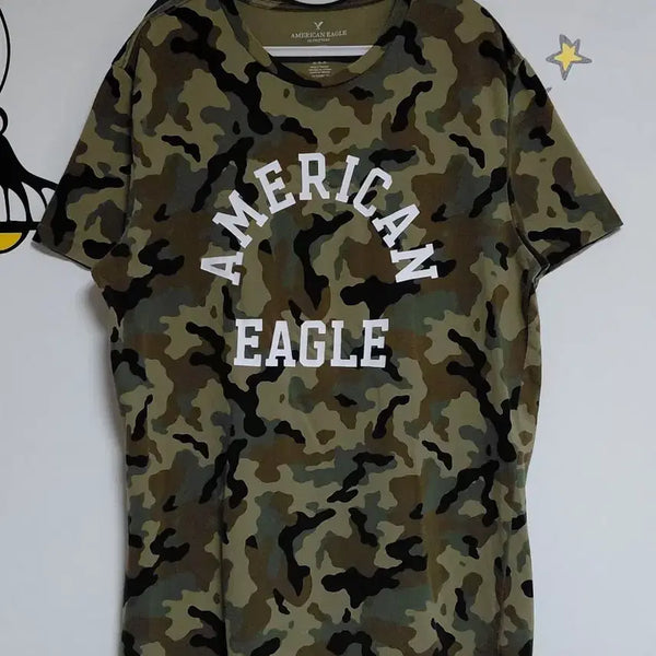 [BUNJANG] American Eagle Camouflage Big Logo FLEX T-Shirt (M) / 아메리칸 이글 카모플라주 빅로고 FLEX 반팔 티셔츠 (M)