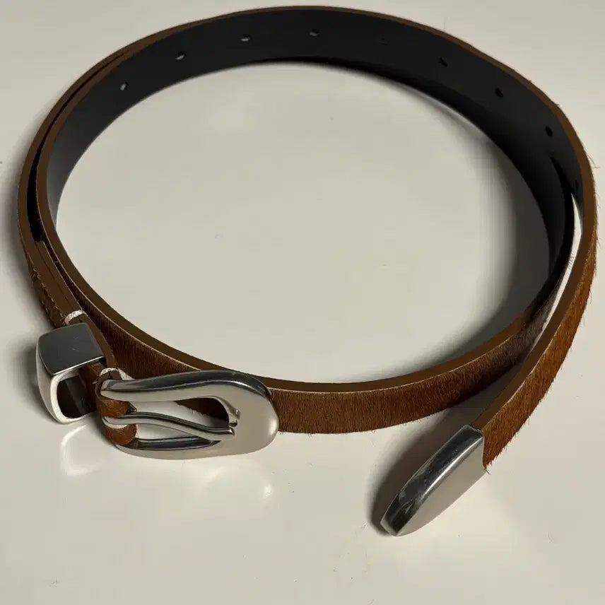 [BUNJANG] Tatiyana Hair-On Leather Belt Brown 18mm Unisex / 타티아나 송치 벨트 브라운 18mm 남녀공용