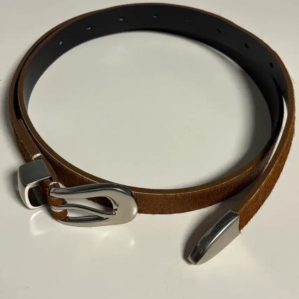 [BUNJANG] Tatiyana Hair-On Leather Belt Brown 18mm Unisex / 타티아나 송치 벨트 브라운 18mm 남녀공용