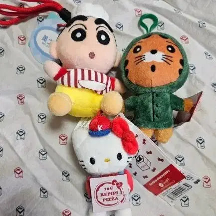 [BUNJANG] Crayon Shin-chan, Hello Kitty, Tiger Keyring Plush Set / 귀여운 짱구, 키티, 호랑이 키링 인형