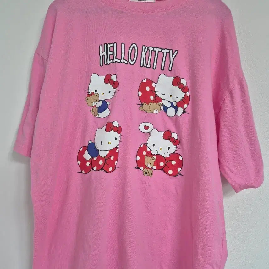 [BUNJANG] Hello Kitty Pink Short Sleeve T-Shirt / 헬로키티 핑크 반팔 티셔츠