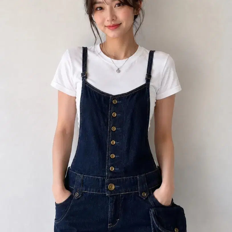[BUNJANG] BLUETO Denim Overall Skirt / [M] BLUETO 블루토 데님 오버롤 원피스 스커트