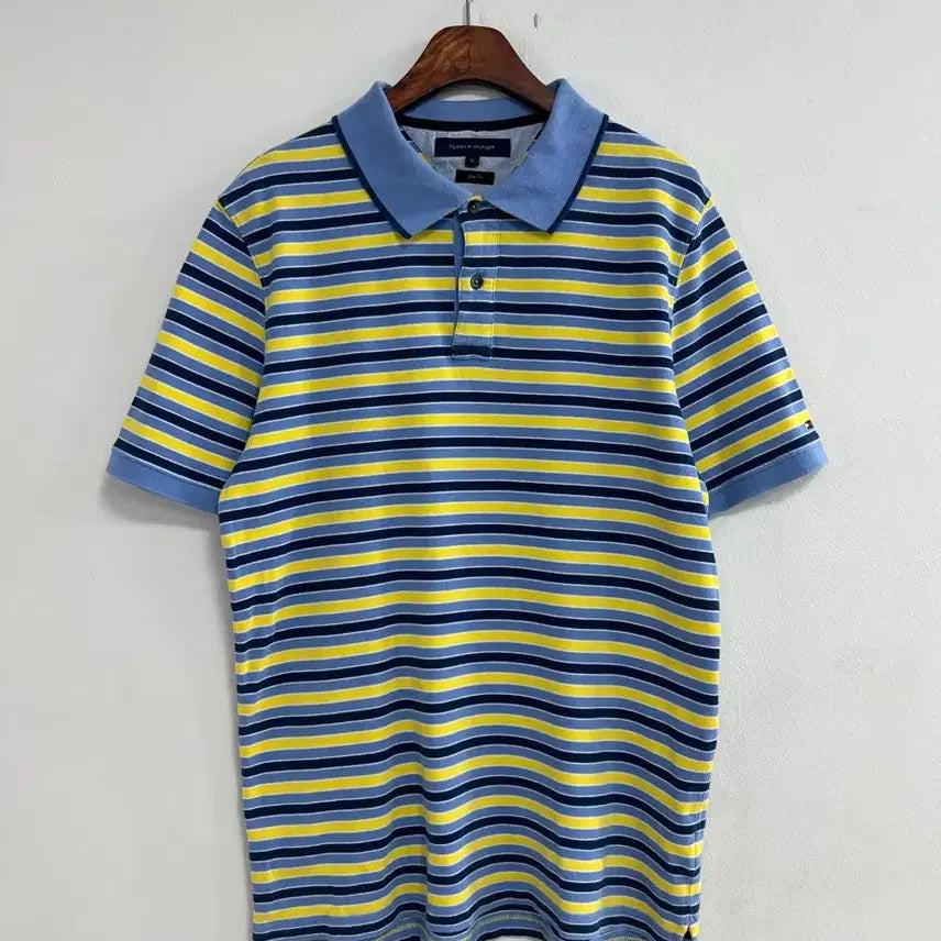 [BUNJANG] Tommy Hilfiger Striped Short Sleeve Polo Shirt / 타미힐피거 스트라이프 반팔 폴로티