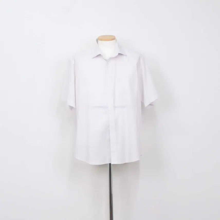 [BUNJANG] YEZAC Men's Classic White Solid Short-Sleeve Dress Shirt - Size 100 / [정품] 예작 남성 클래식 화이트 솔리드 드레스 와이셔츠 100 정인샵