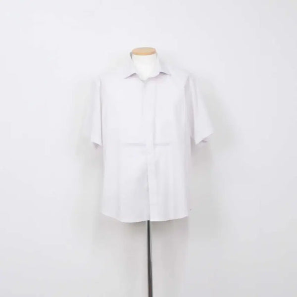 [BUNJANG] YEZAC Men's Classic White Solid Short-Sleeve Dress Shirt - Size 100 / [정품] 예작 남성 클래식 화이트 솔리드 드레스 와이셔츠 100 정인샵