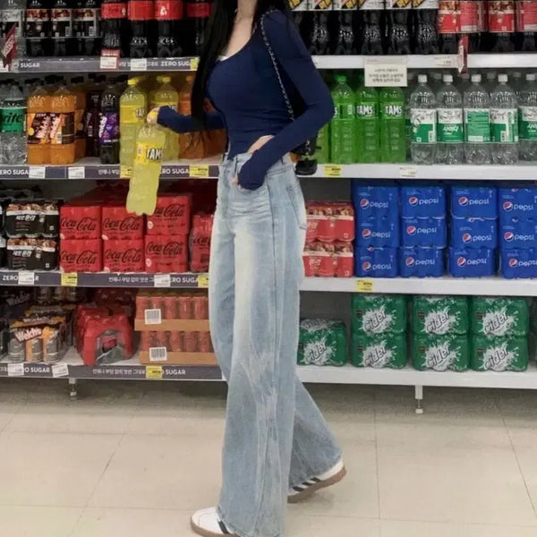 [BUNJANG] Technical Washing Wide Denim Pants / [오늘만 추가할인/새상품]테크니컬 워싱 와이드 데님