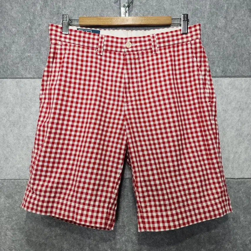 [BUNJANG] Polo Ralph Lauren Men's Gingham Check Seafield Shorts (Red/White, Size 30) / 폴로 랄프로렌 남성 깅엄 체크 서필드 쇼츠 (사이즈 30)