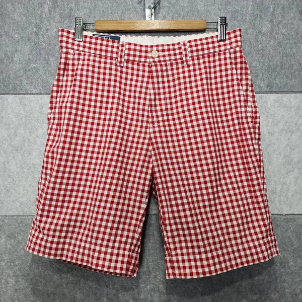 [BUNJANG] Polo Ralph Lauren Men's Gingham Check Seafield Shorts (Red/White, Size 30) / 폴로 랄프로렌 남성 깅엄 체크 서필드 쇼츠 (사이즈 30)